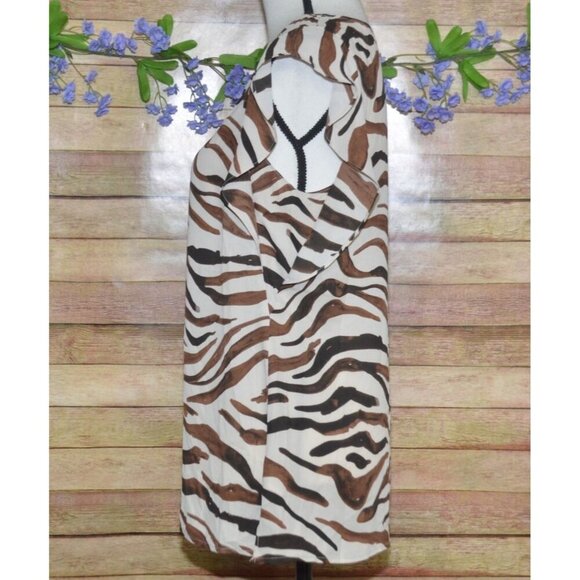Cabi Ladies Brown Animal Tiger Print V-Neck Cap Sleeve Blouse Top Size S Light - Picture 4 of 9